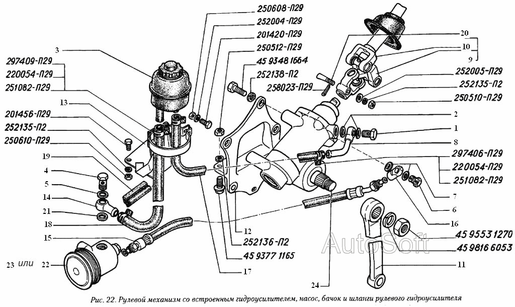 Схема рулевого управления газель