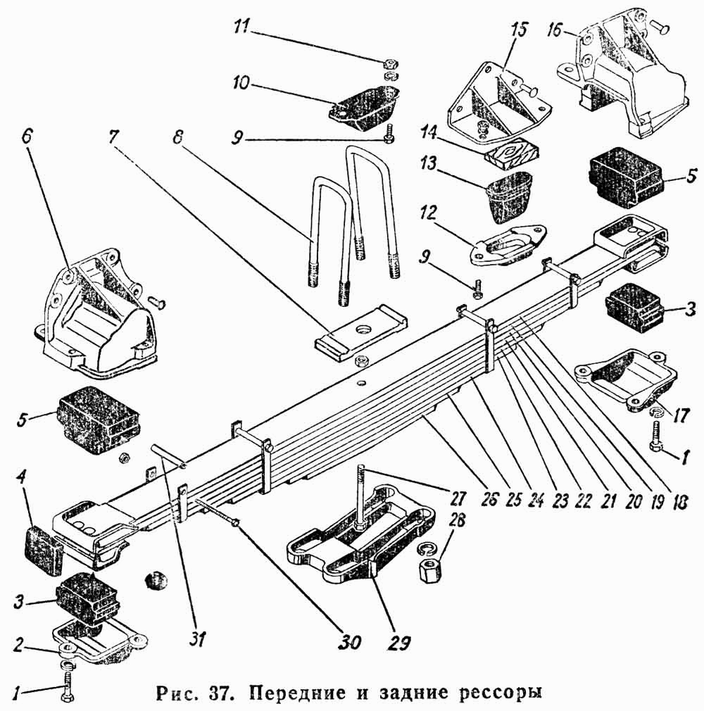 Передняя рессора газ 3307 схема