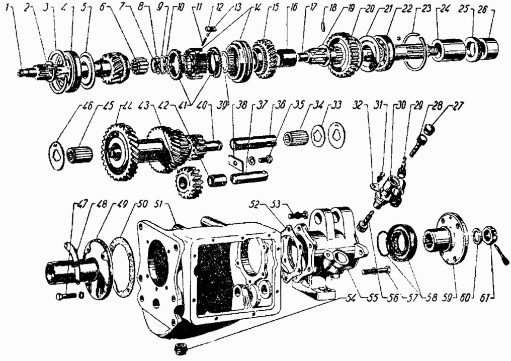 Схема коробки передач газ 69